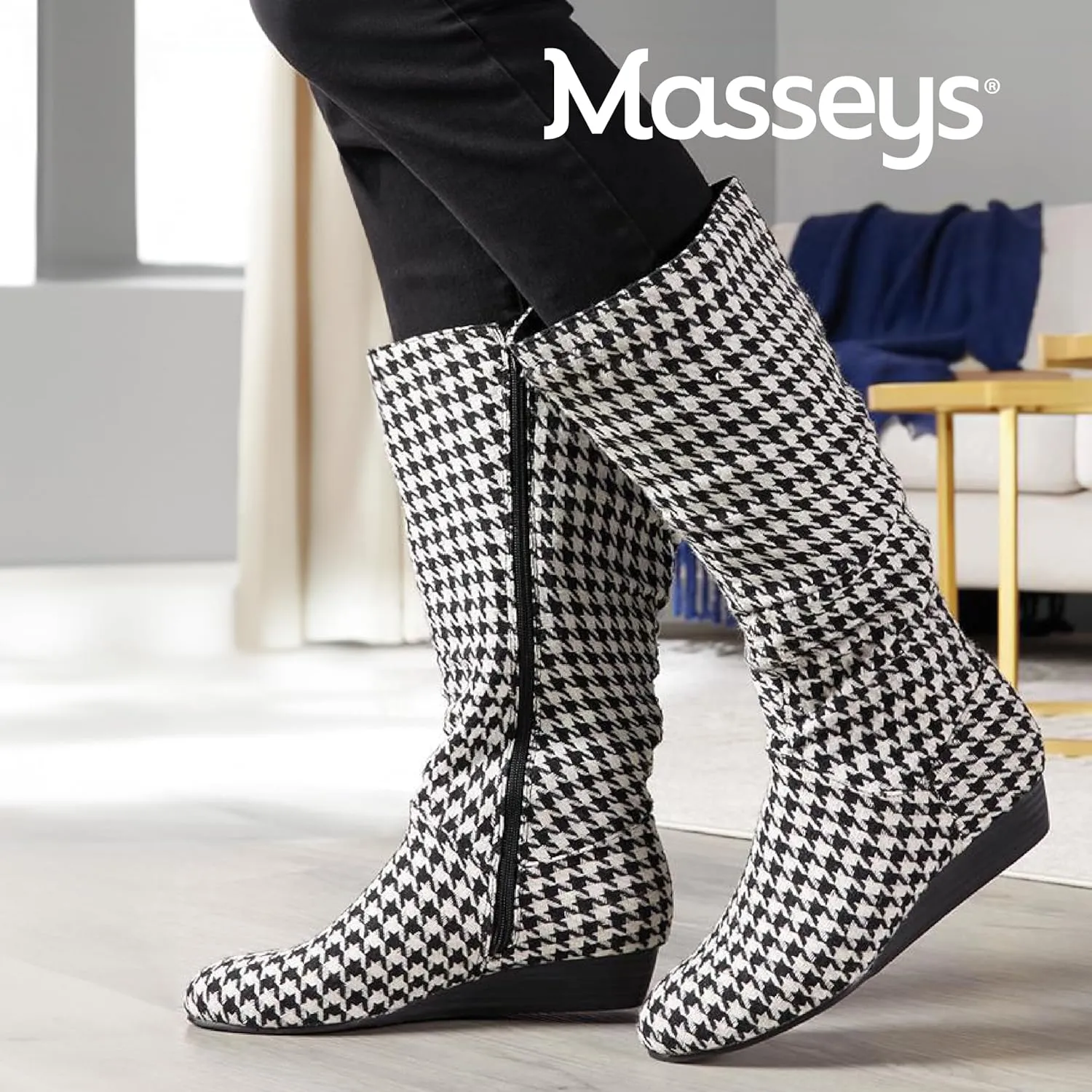 Masseys Women's Khloe Slouchy Mid Calf Wedge Boot