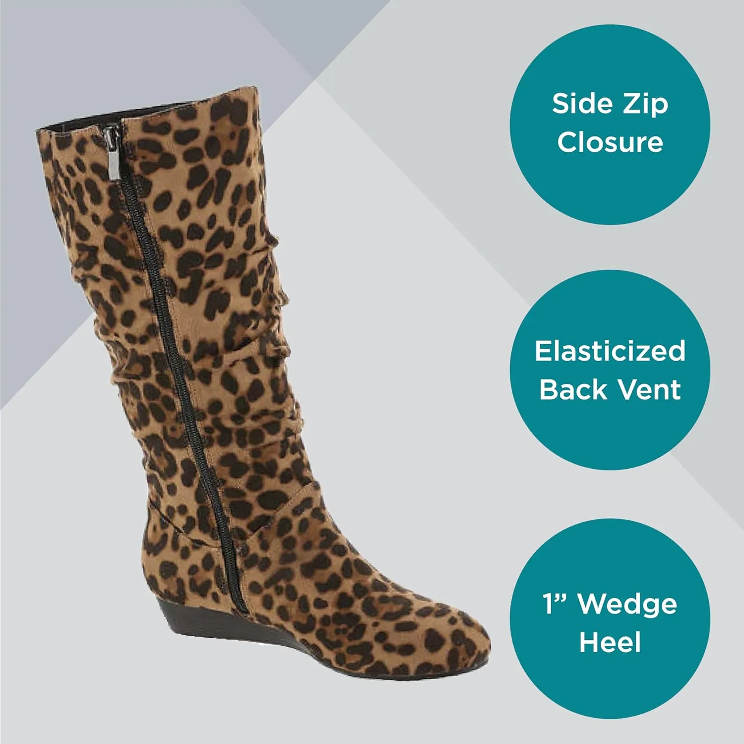 Masseys Women's Khloe Slouchy Mid Calf Wedge Boot