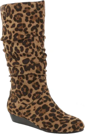 Masseys Women's Khloe Slouchy Mid Calf Wedge Boot
