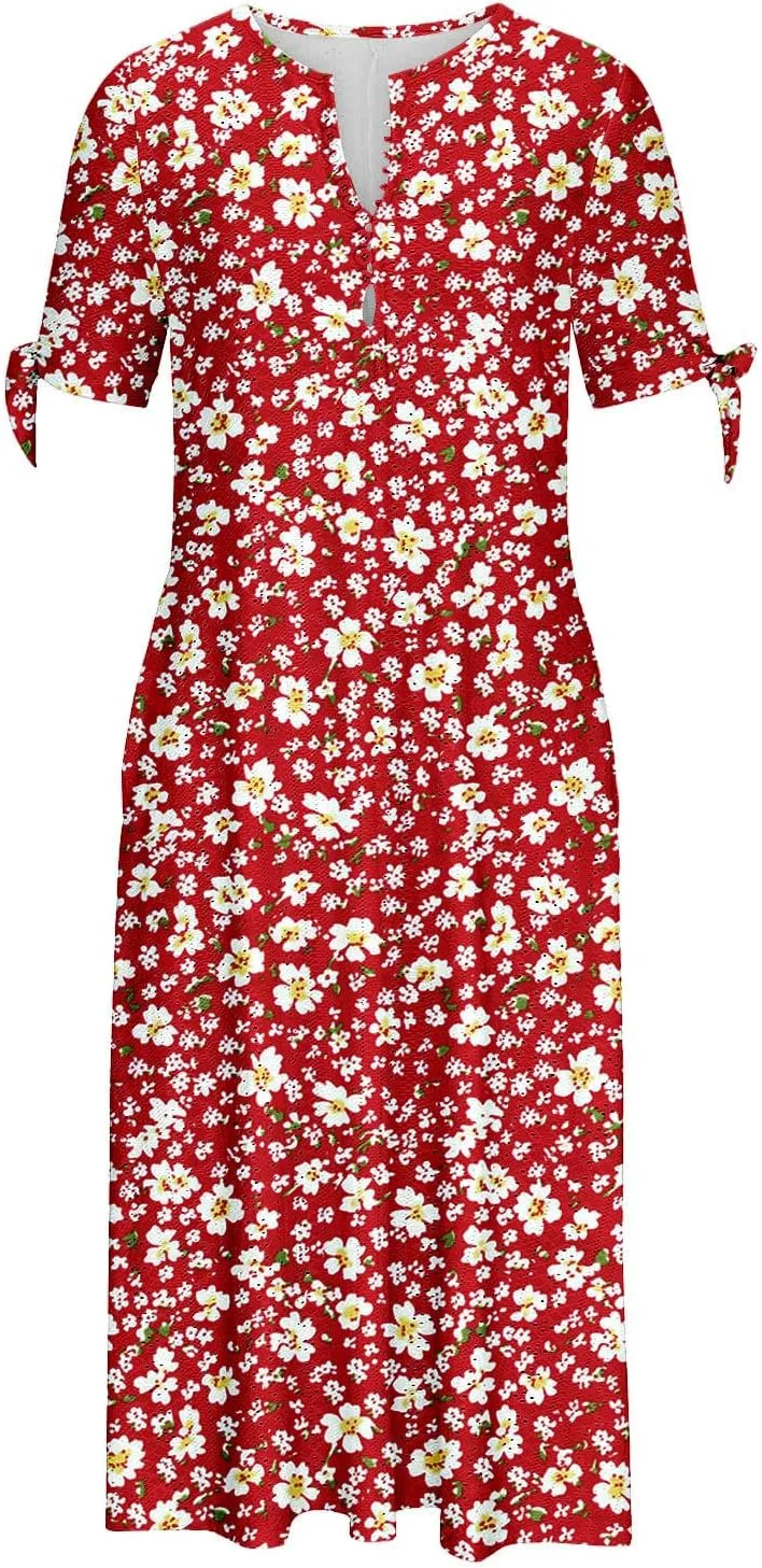 Maxi Long Dresses for Women 2025 Trendy Short Sleeve Eyelet Tshirt Dress Casual Summer Beach Vacation Sundress