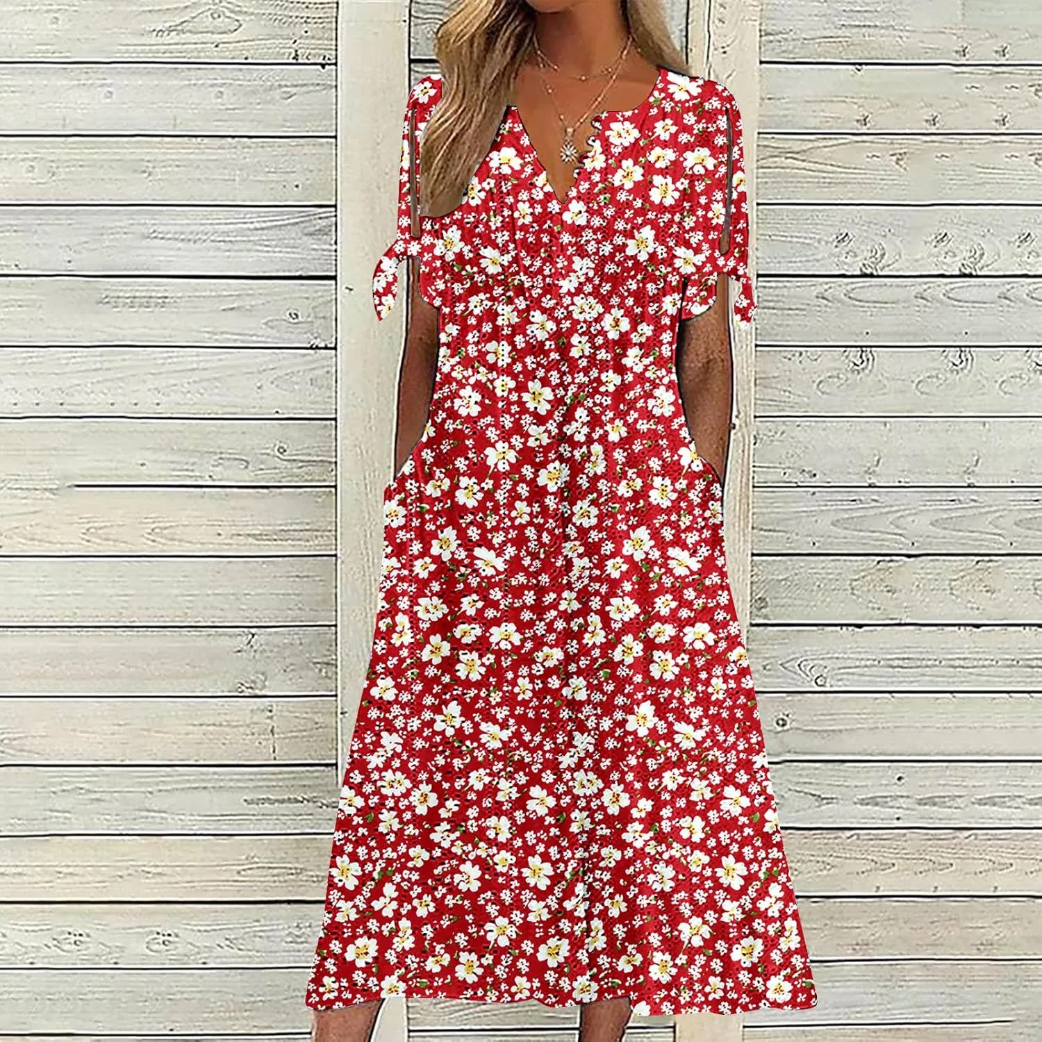 Maxi Long Dresses for Women 2025 Trendy Short Sleeve Eyelet Tshirt Dress Casual Summer Beach Vacation Sundress