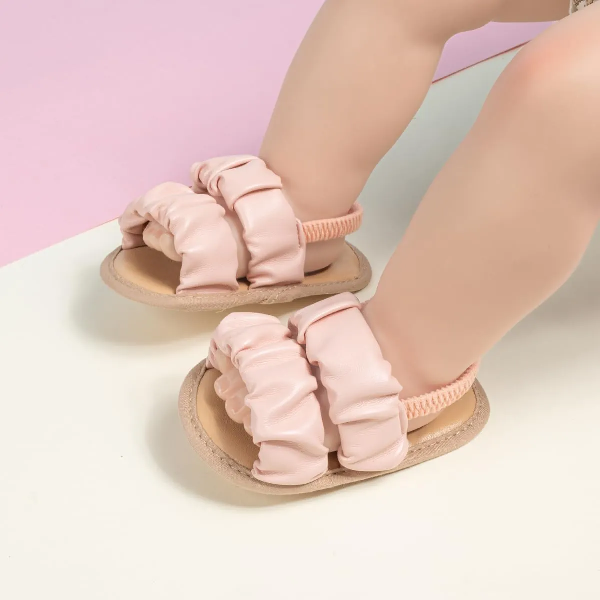 Meckior Infant Baby Girls Boys Summer Sandals Open Toe Lace Princess Dress Wedding Flats Shoes Newborn Toddler Soft Non-slip Sole First Walker Crib Shoes