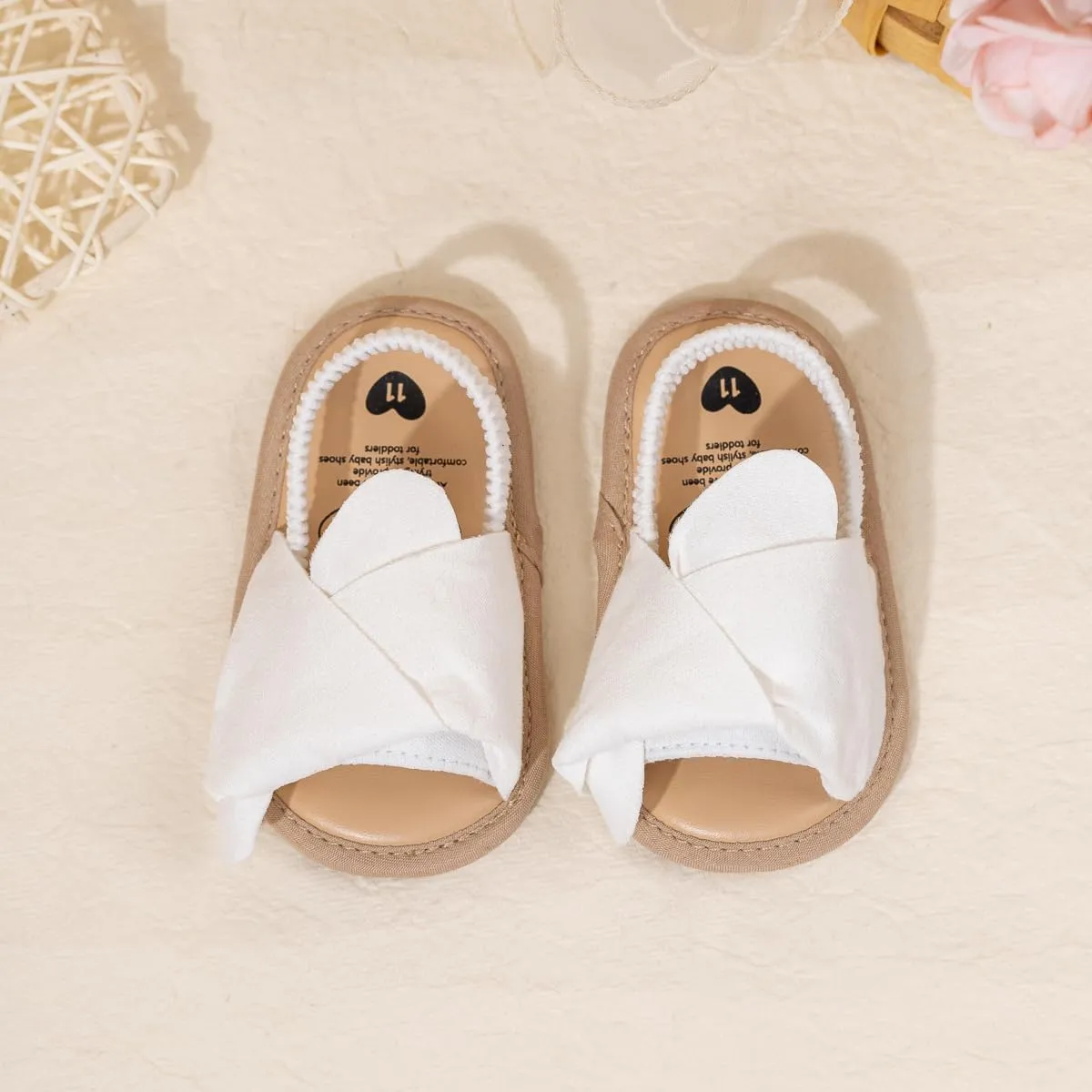 Meckior Infant Baby Girls Boys Summer Sandals Open Toe Lace Princess Dress Wedding Flats Shoes Newborn Toddler Soft Non-slip Sole First Walker Crib Shoes
