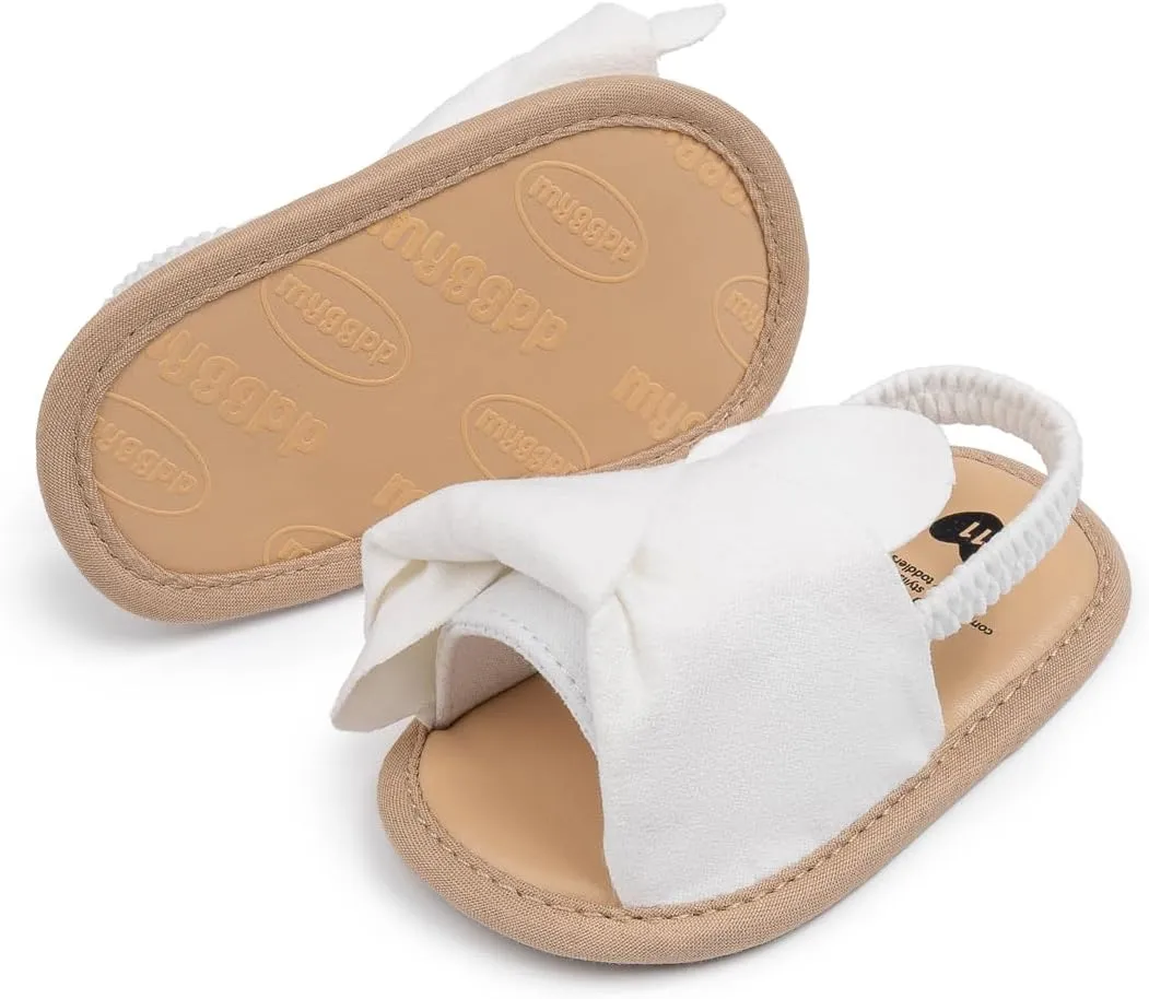 Meckior Infant Baby Girls Boys Summer Sandals Open Toe Lace Princess Dress Wedding Flats Shoes Newborn Toddler Soft Non-slip Sole First Walker Crib Shoes