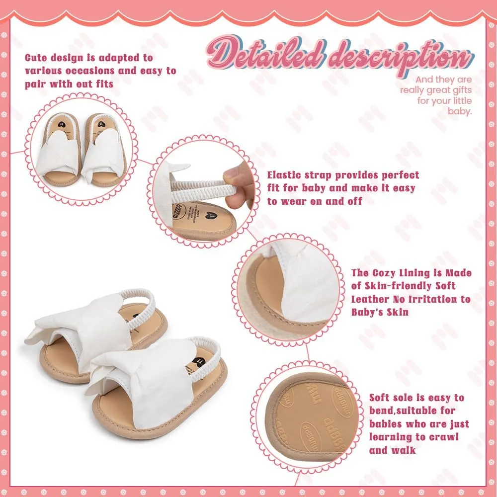 Meckior Infant Baby Girls Boys Summer Sandals Open Toe Lace Princess Dress Wedding Flats Shoes Newborn Toddler Soft Non-slip Sole First Walker Crib Shoes