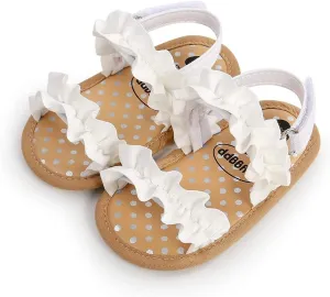 Meckior Infant Baby Girls Boys Summer Sandals Open Toe Lace Princess Dress Wedding Flats Shoes Newborn Toddler Soft Non-slip Sole First Walker Crib Shoes