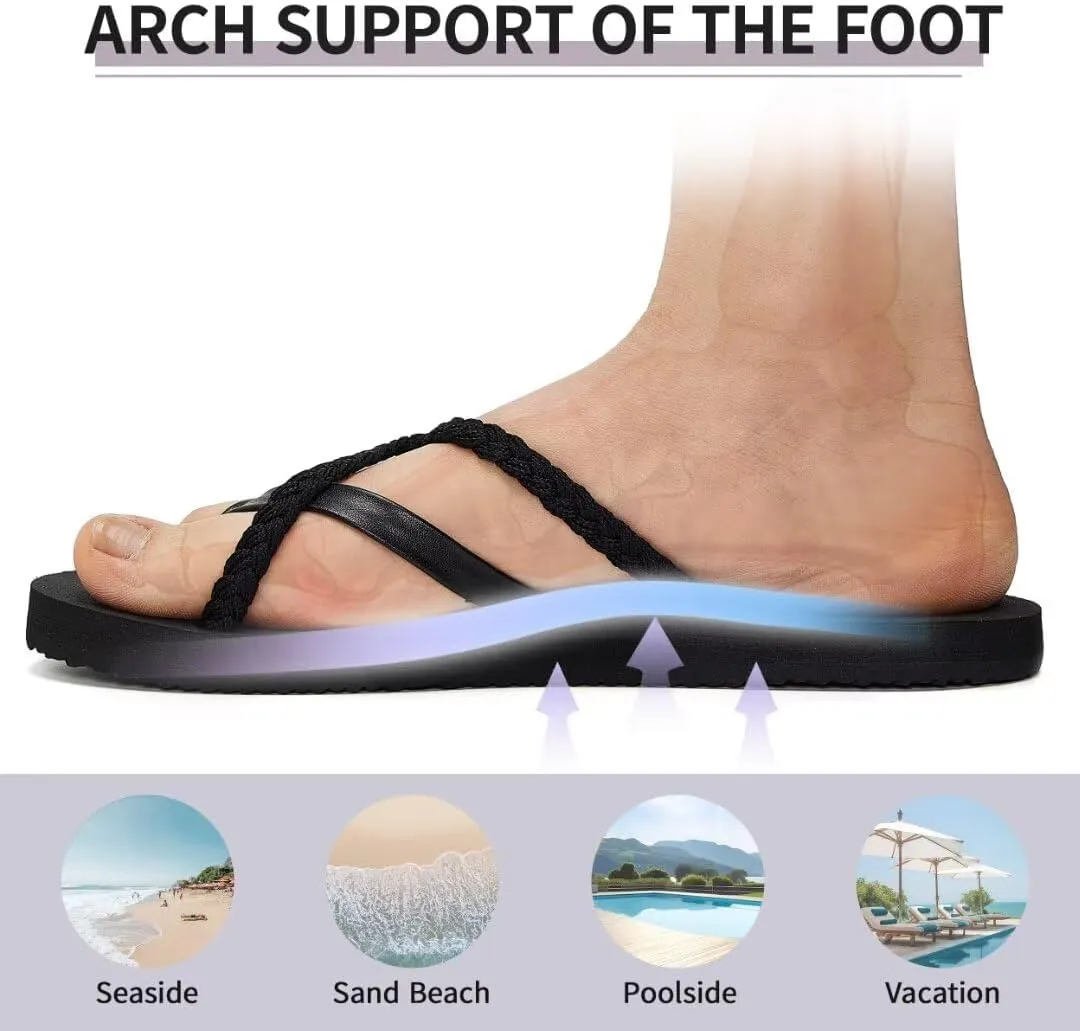 MEGNYA Women's Arch Support Flip Flops Sandals, Comfortable Summer Beach Slippers, Casual Walking Sandals