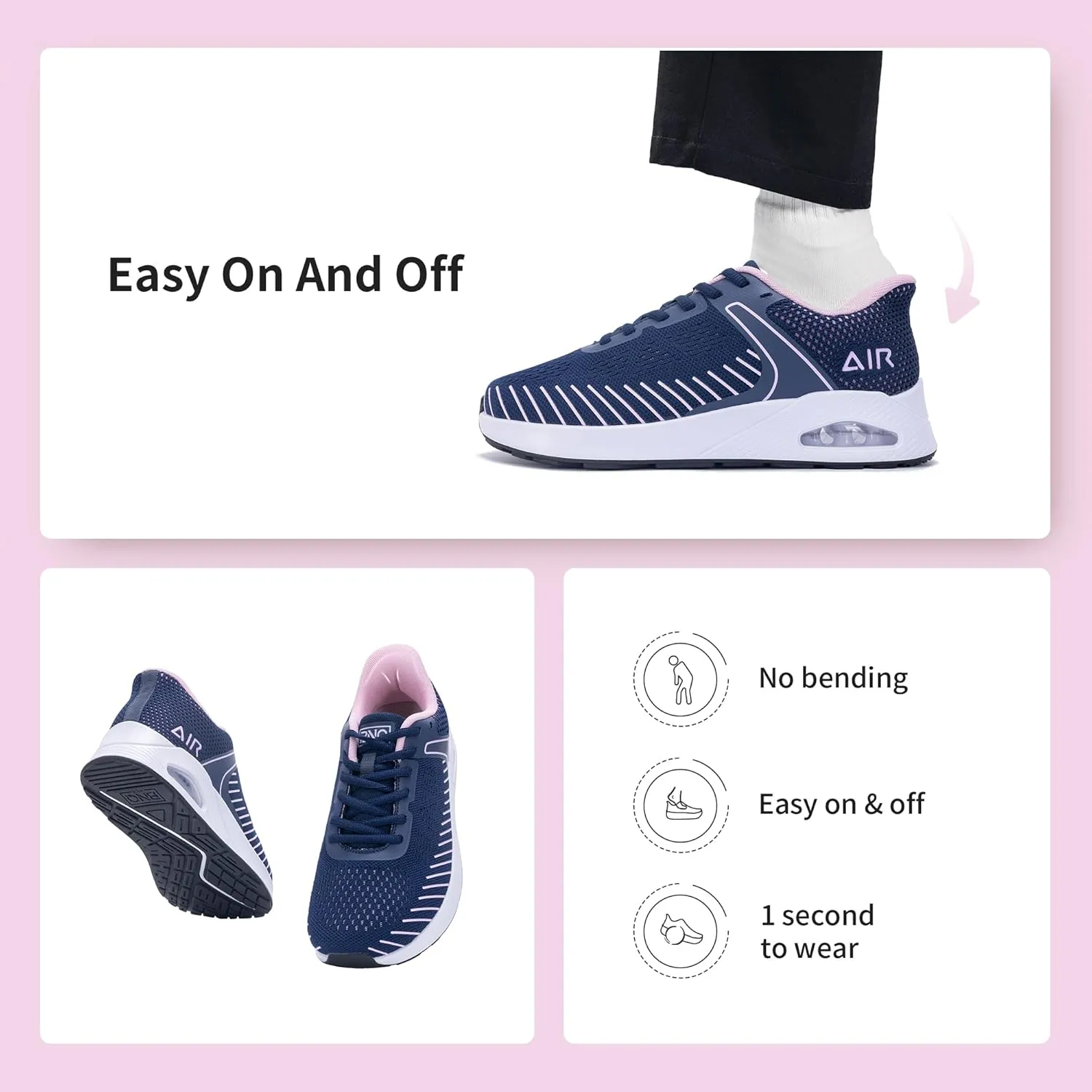 MEHOTO Womens Wide Toe Box Shoes Air Walking Sneakers with Arch Support Slip On Fashion Tennis Shoes for Swelling Bunion Plantar Fasciitis US 6-11