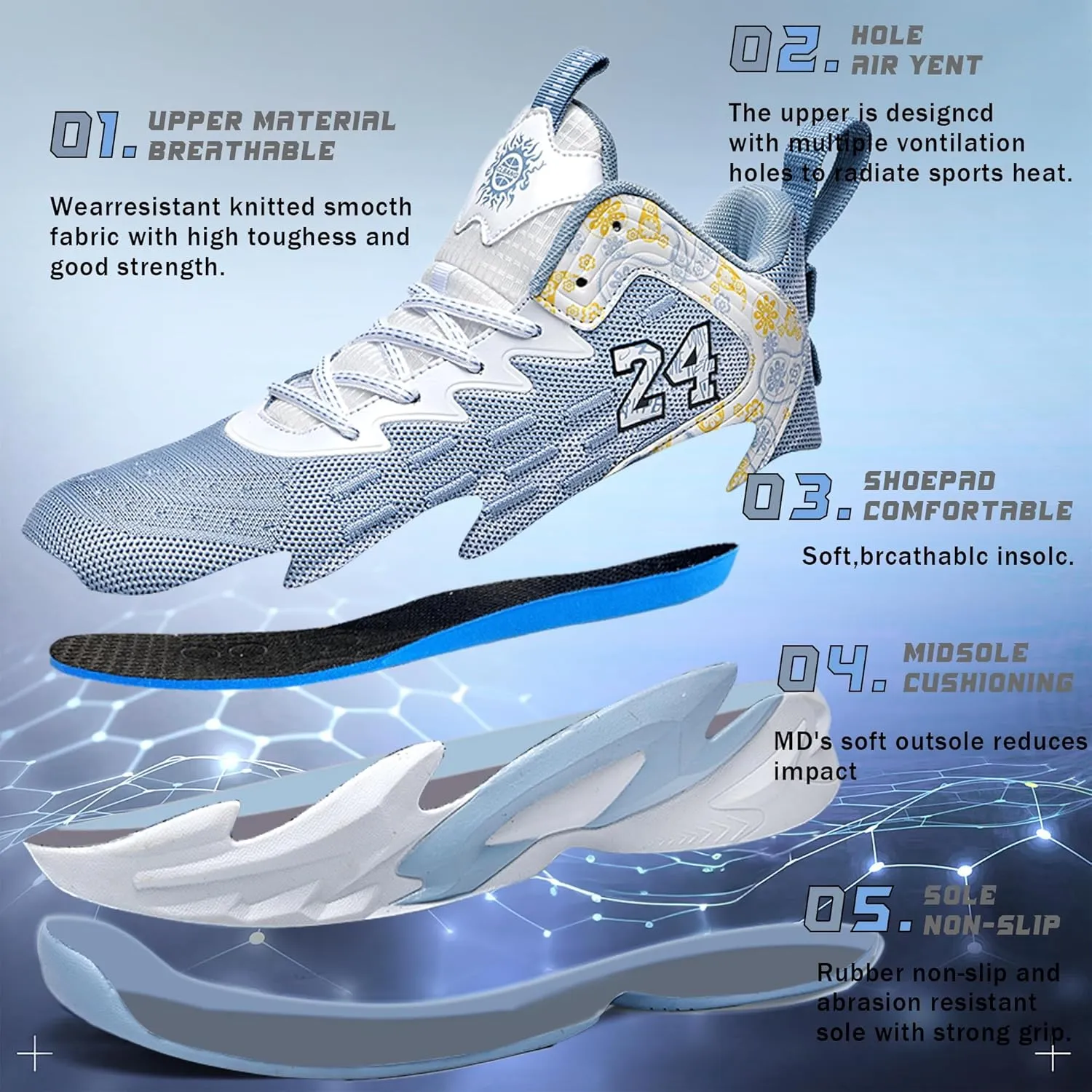 Men Basketball Shose Breathable Men Non Slip Outdoor Fashion Sneakers