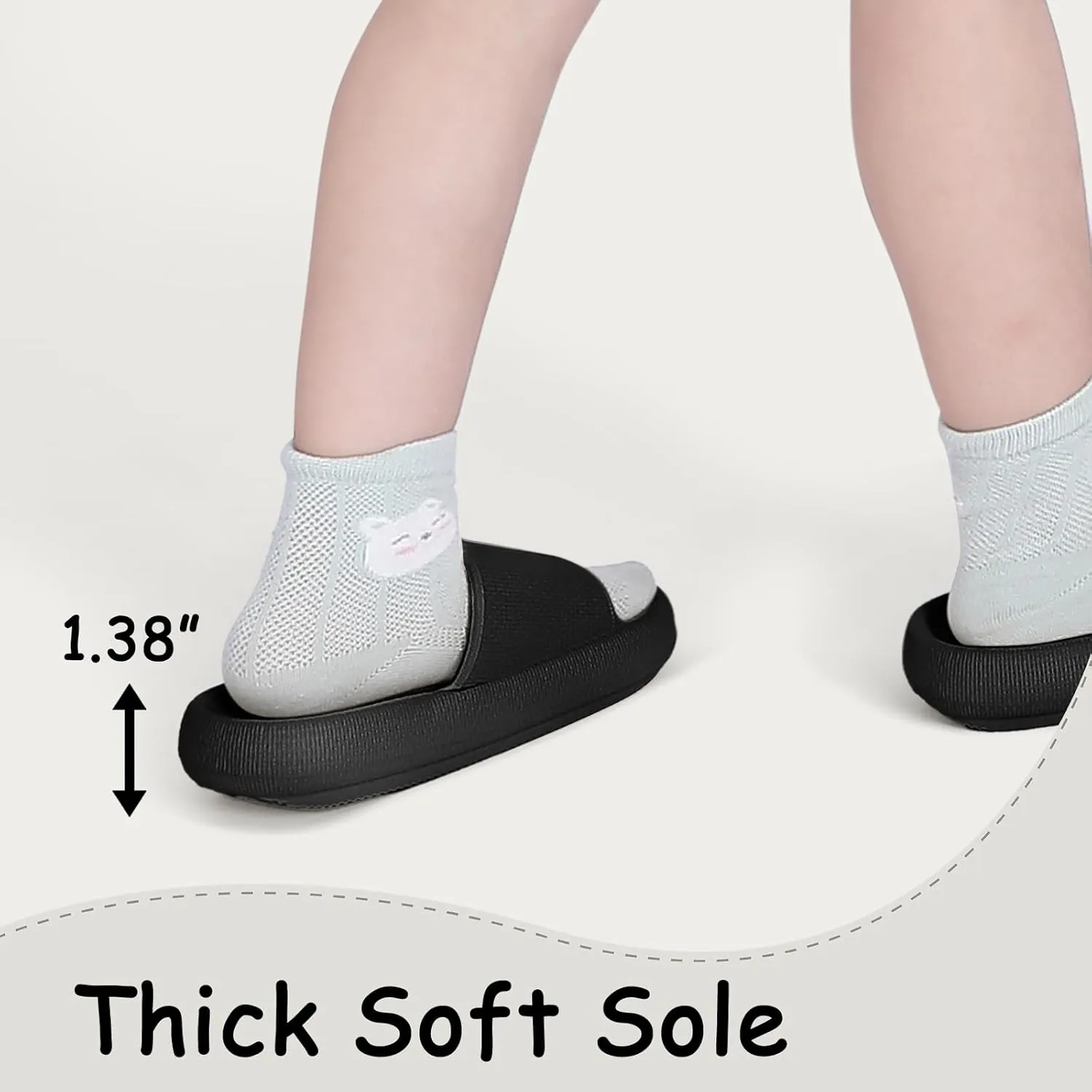 Menore Cloud Slides for Kids Shower Beach Slippers Boys Girls Bathroom Thick Sole Pillow Slippers Summer Non-Slip Pool Sandals