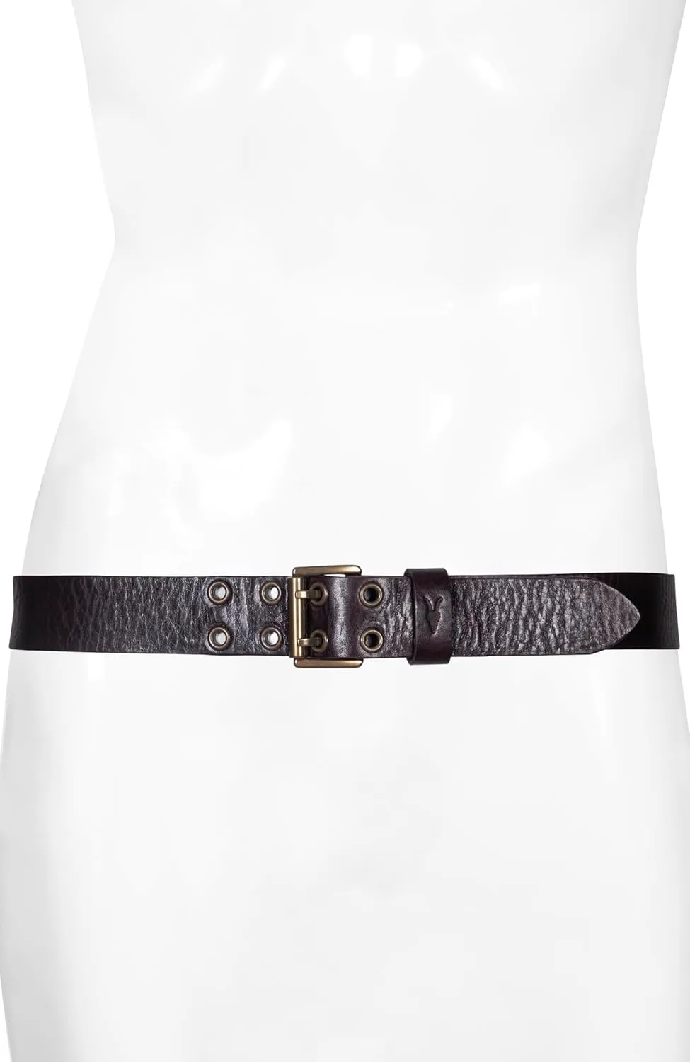 Men's 1.5 Inch Distressed Leather Eyelet Belt, Metal Buckle, Adjustable Sizing