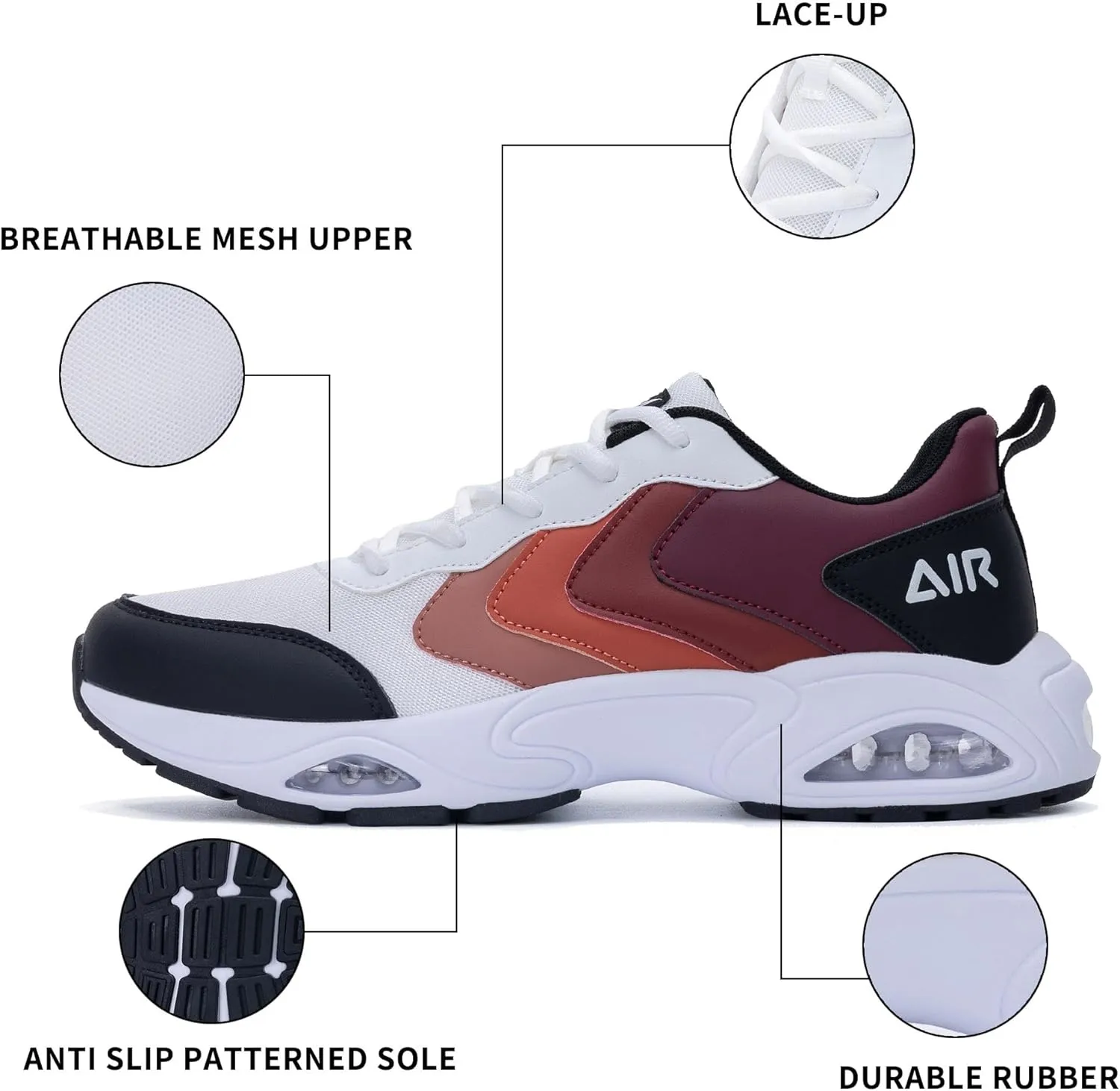 Mens Air Running Shoes Tennis Athletic Sneakers Lightweight Breathable Non Slip Walking Jogging Workout Gym Sports Footwear US 7-13