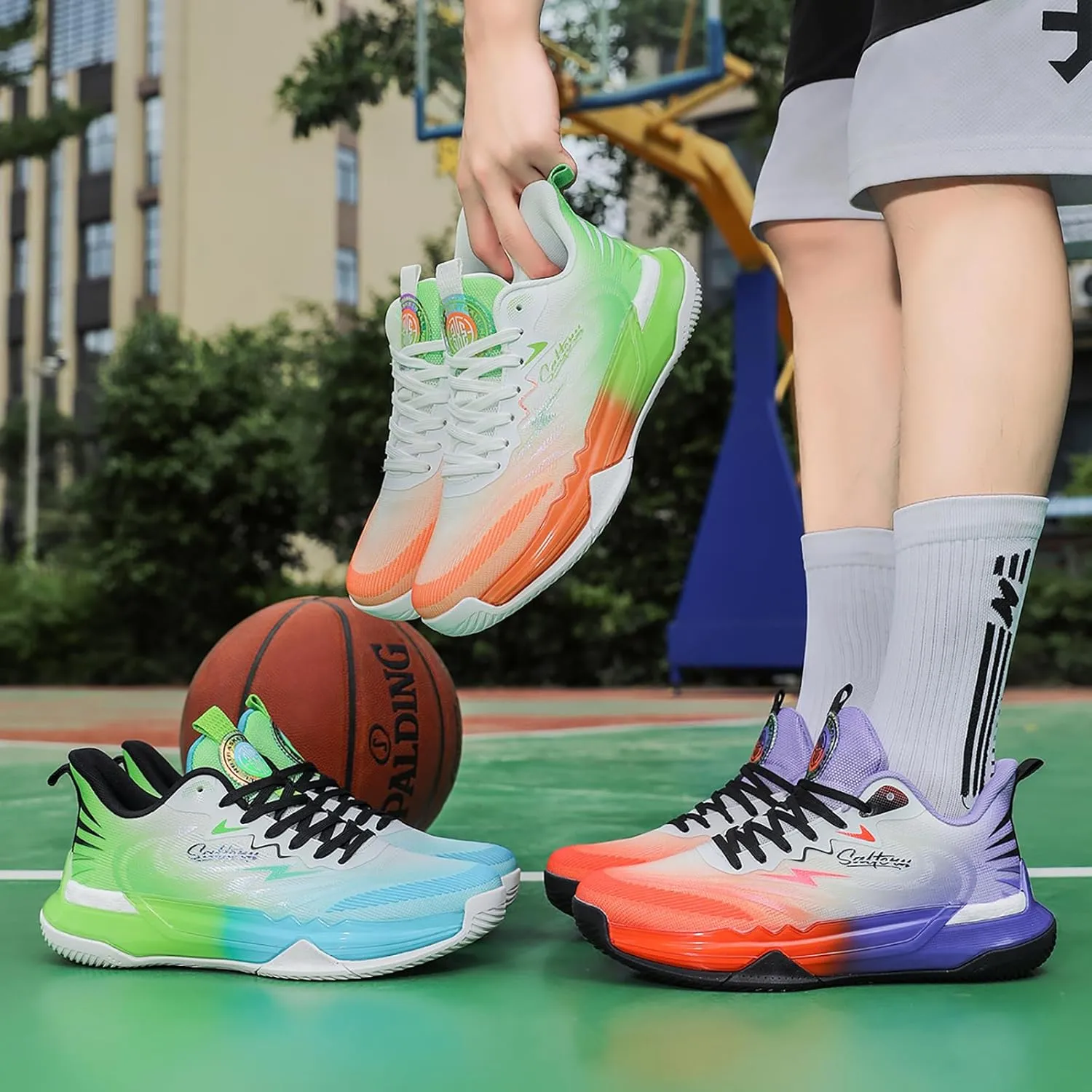 Men's Basketball Shoes Fashion Breathable Sneakers Comfortable Leightweight Running Athletic Lace-Up Non Slip Sport Outdoor Shoe