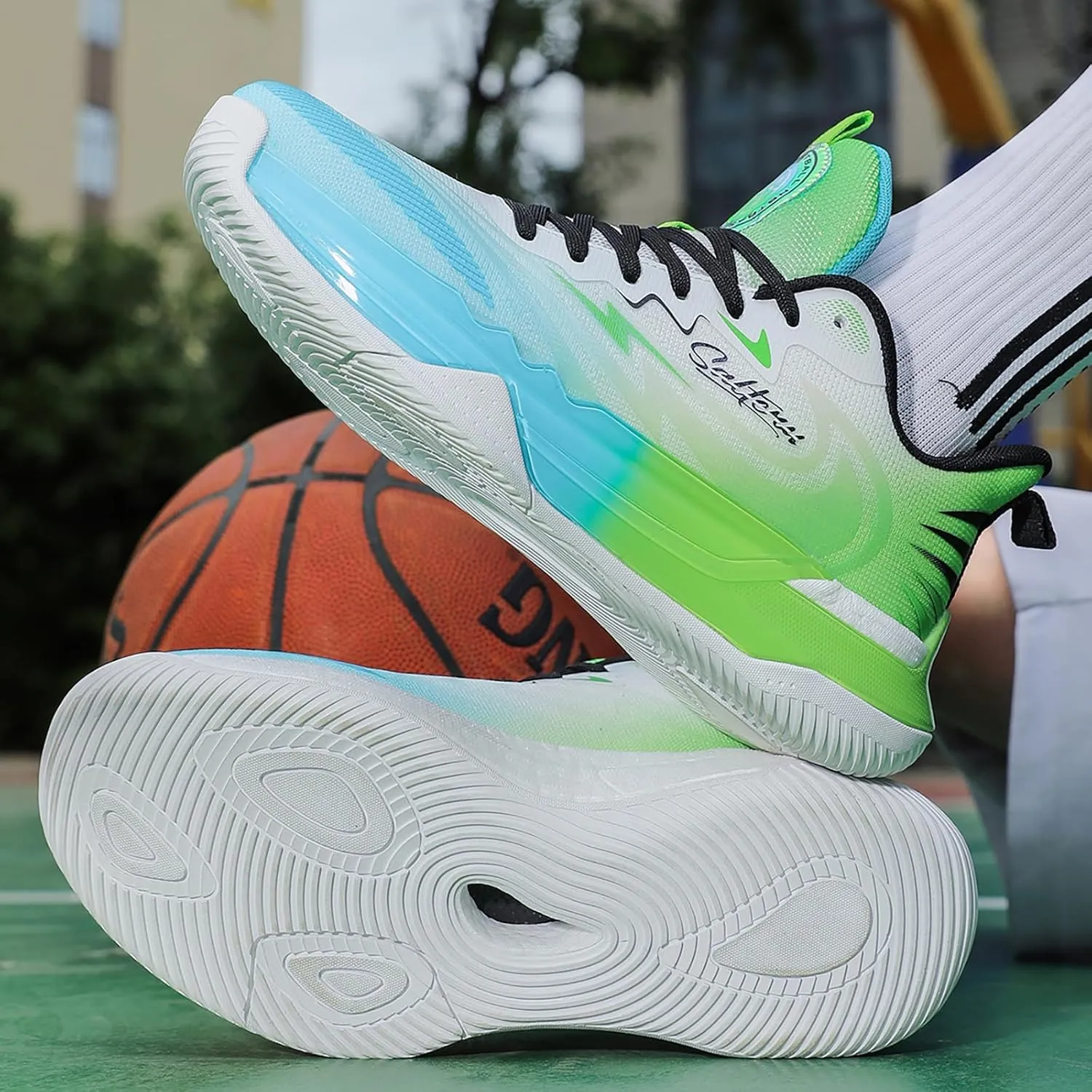 Men's Basketball Shoes Fashion Breathable Sneakers Comfortable Leightweight Running Athletic Lace-Up Non Slip Sport Outdoor Shoe