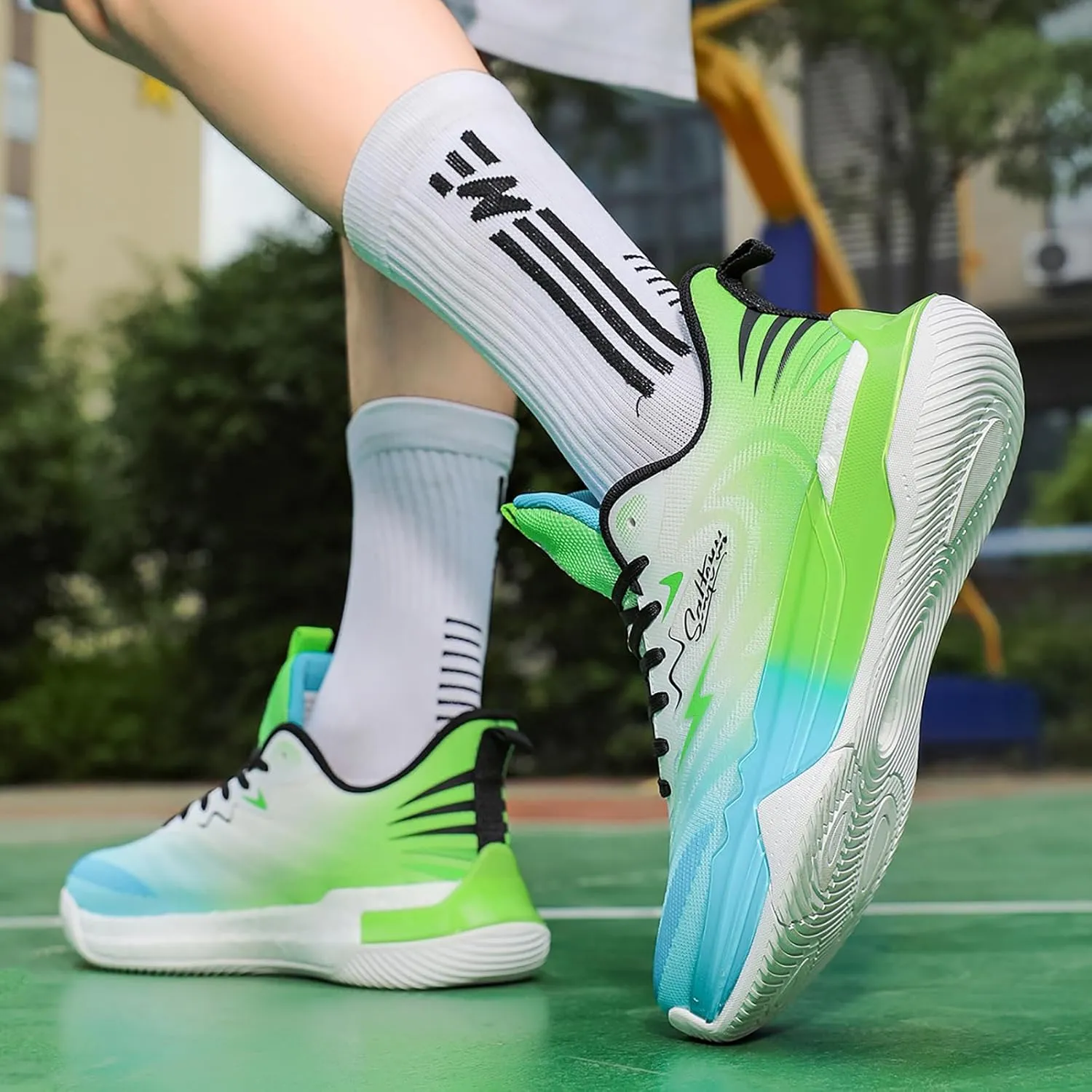 Men's Basketball Shoes Fashion Breathable Sneakers Comfortable Leightweight Running Athletic Lace-Up Non Slip Sport Outdoor Shoe