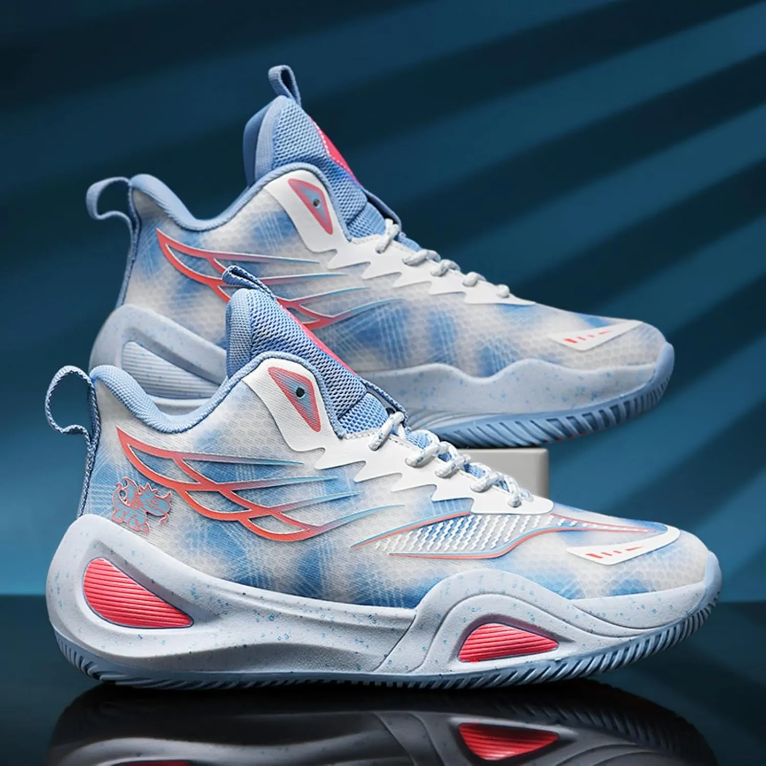 Mens Breathable Mesh High-Top Lace Up Basketball Shoes Fashion Non-Slip Cushioning Sneakers for Tennis Jogging Running Walking