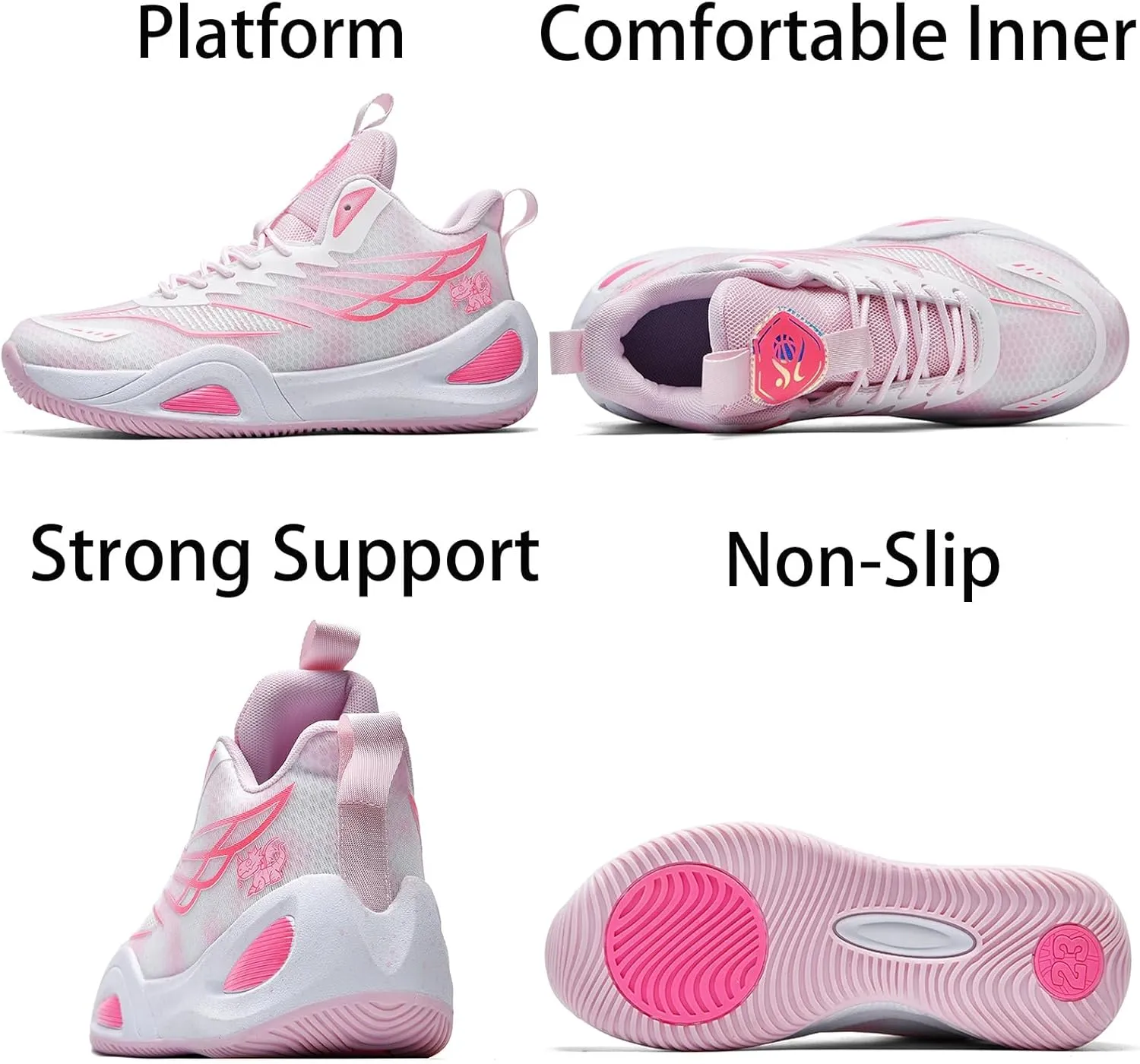 Mens Breathable Mesh High-Top Lace Up Basketball Shoes Fashion Non-Slip Cushioning Sneakers for Tennis Jogging Running Walking