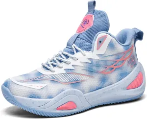Mens Breathable Mesh High-Top Lace Up Basketball Shoes Fashion Non-Slip Cushioning Sneakers for Tennis Jogging Running Walking