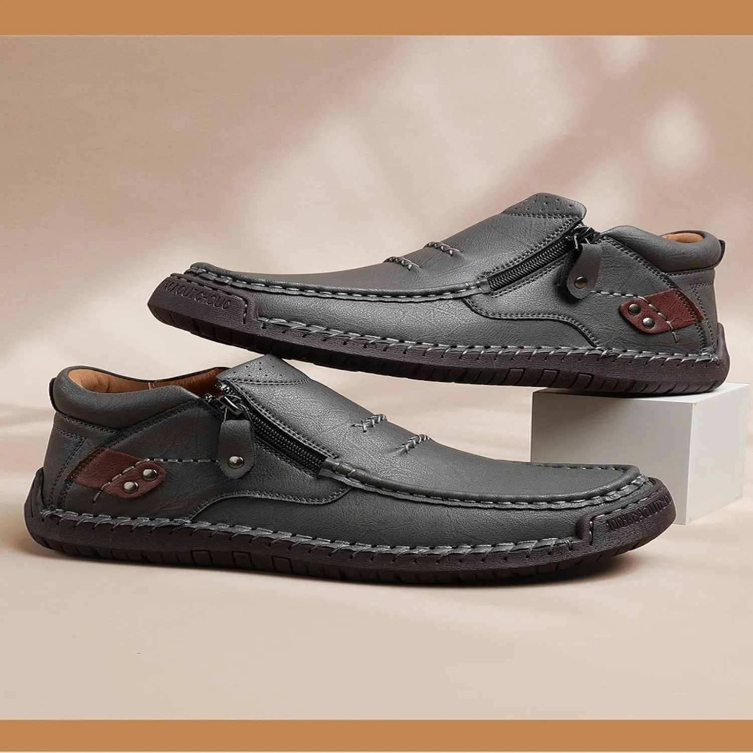 Men's Casual Penny Loafers, Breathable Lace-up Pilot, Shoes, Handmade Flats, Dress Shoes