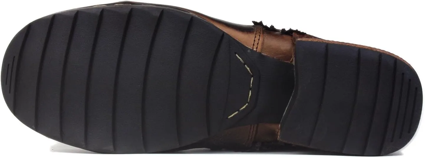 Mens Chukka Biker Cowboy Stylish Motorcycle Combat Hiking Fashion Casual Cowhide Leather Ankle Side Zipper Boots CD-5008-8-Retro-US-R