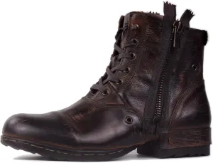 Mens Chukka Biker Cowboy Stylish Motorcycle Combat Hiking Fashion Casual Cowhide Leather Ankle Side Zipper Boots CD-5008-8-Retro-US-R