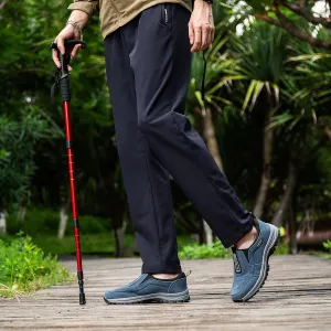 Men's Hands Free Slip in Loafers Walking Shoes for Men Slip on Leather Casual Comfortable Breathable Hiking Working All-Terrain Ankle Boots Trekking