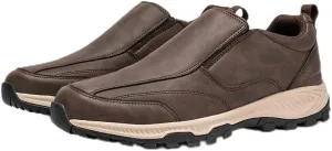 Men's Hands Free Slip On Walking Leather Shoes Loafers Slip-ins Working Dress Casual Outdoor Lightweight Cushioning Comfortable Breathable Hiking All-Terrain Ankle Boots Trekking
