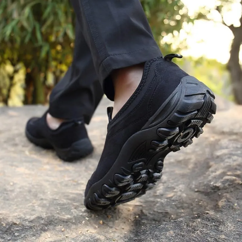 Men's Hands Free Slip On Walking Shoes Loafers Sneakers Casual Leather Comfortable Breathable Hiking Working All-Terrain Ankle Boots Trekking