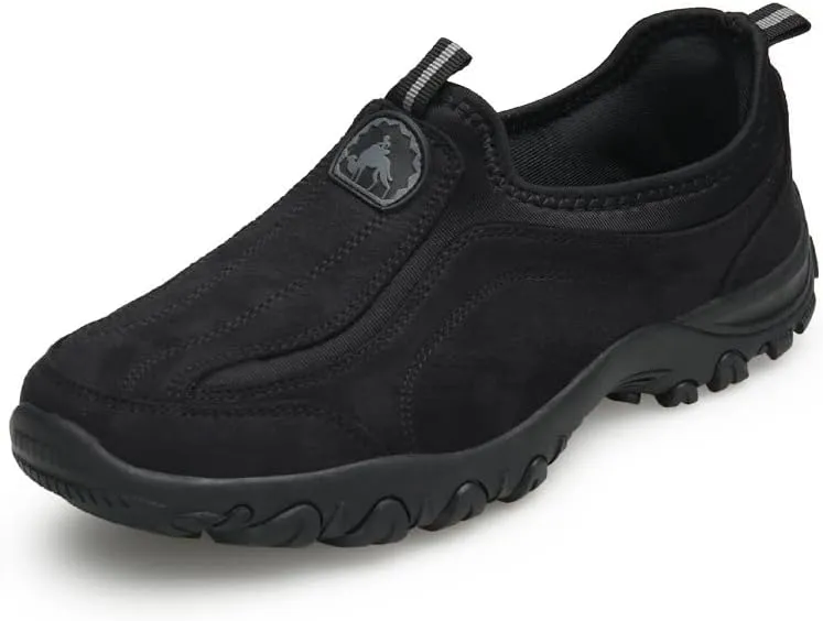 Men's Hands Free Slip On Walking Shoes Loafers Sneakers Casual Leather Comfortable Breathable Hiking Working All-Terrain Ankle Boots Trekking