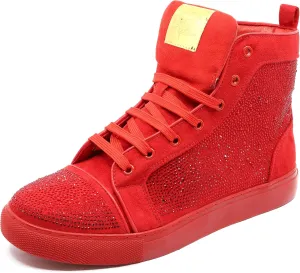Men's High Top Crystal Shimmer Rhinestone Flat Fashion Casual Sneakers Shoes SNK-07