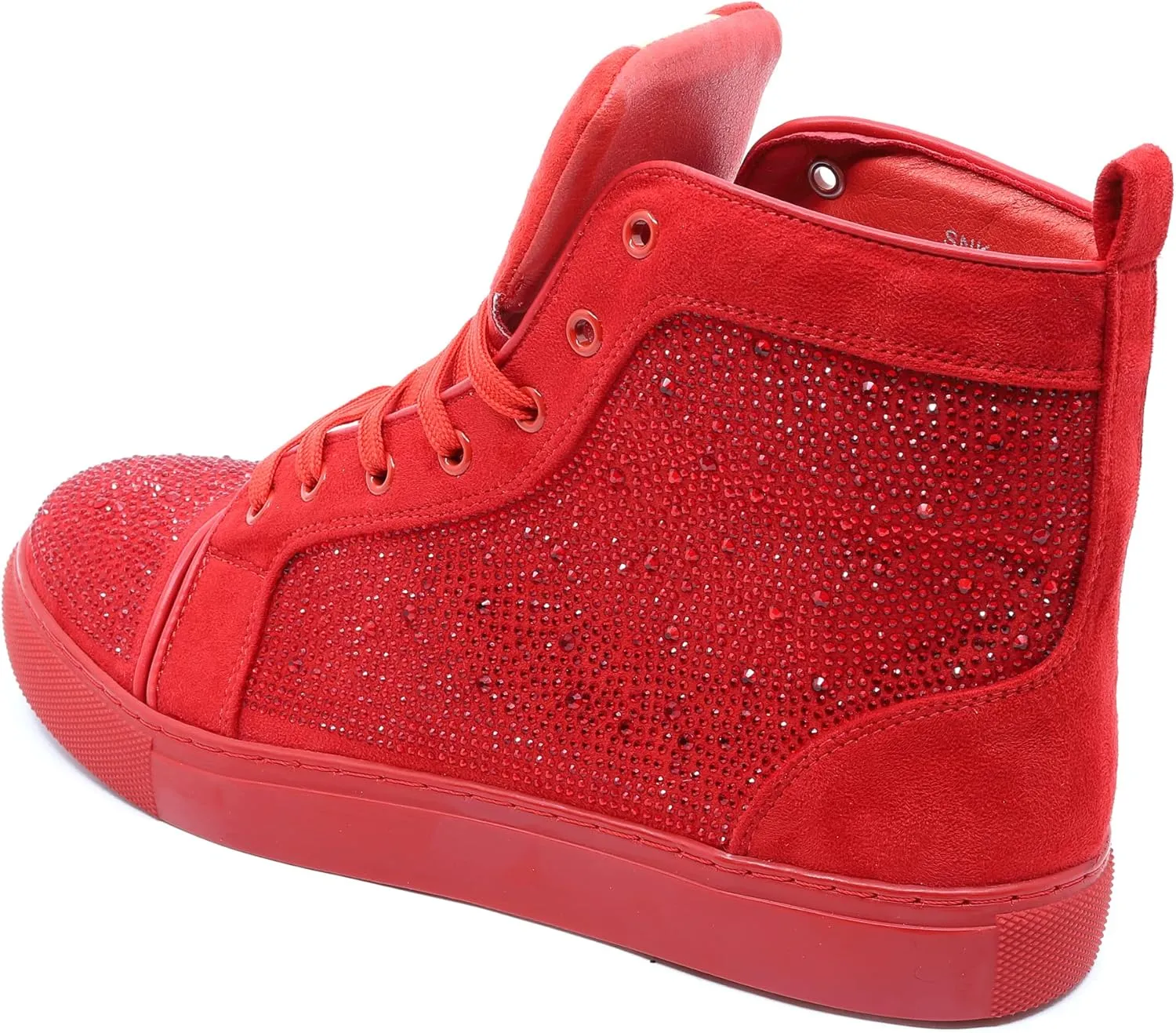 Men's High Top Crystal Shimmer Rhinestone Flat Fashion Casual Sneakers Shoes SNK-07