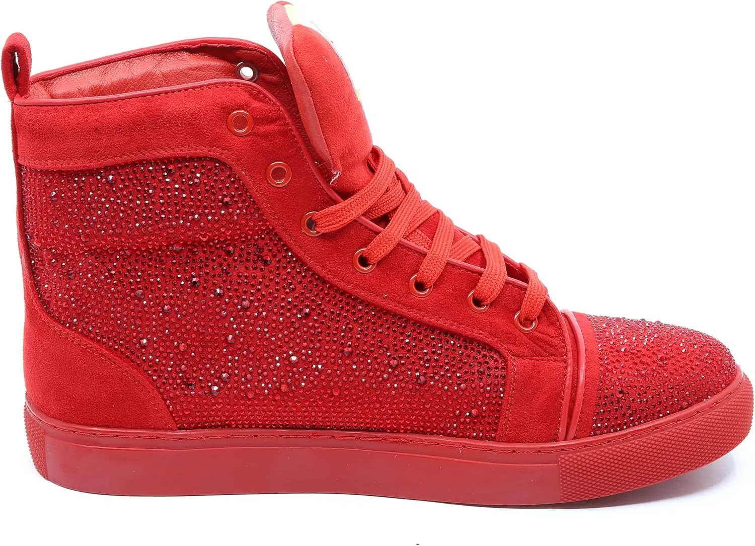 Men's High Top Crystal Shimmer Rhinestone Flat Fashion Casual Sneakers Shoes SNK-07