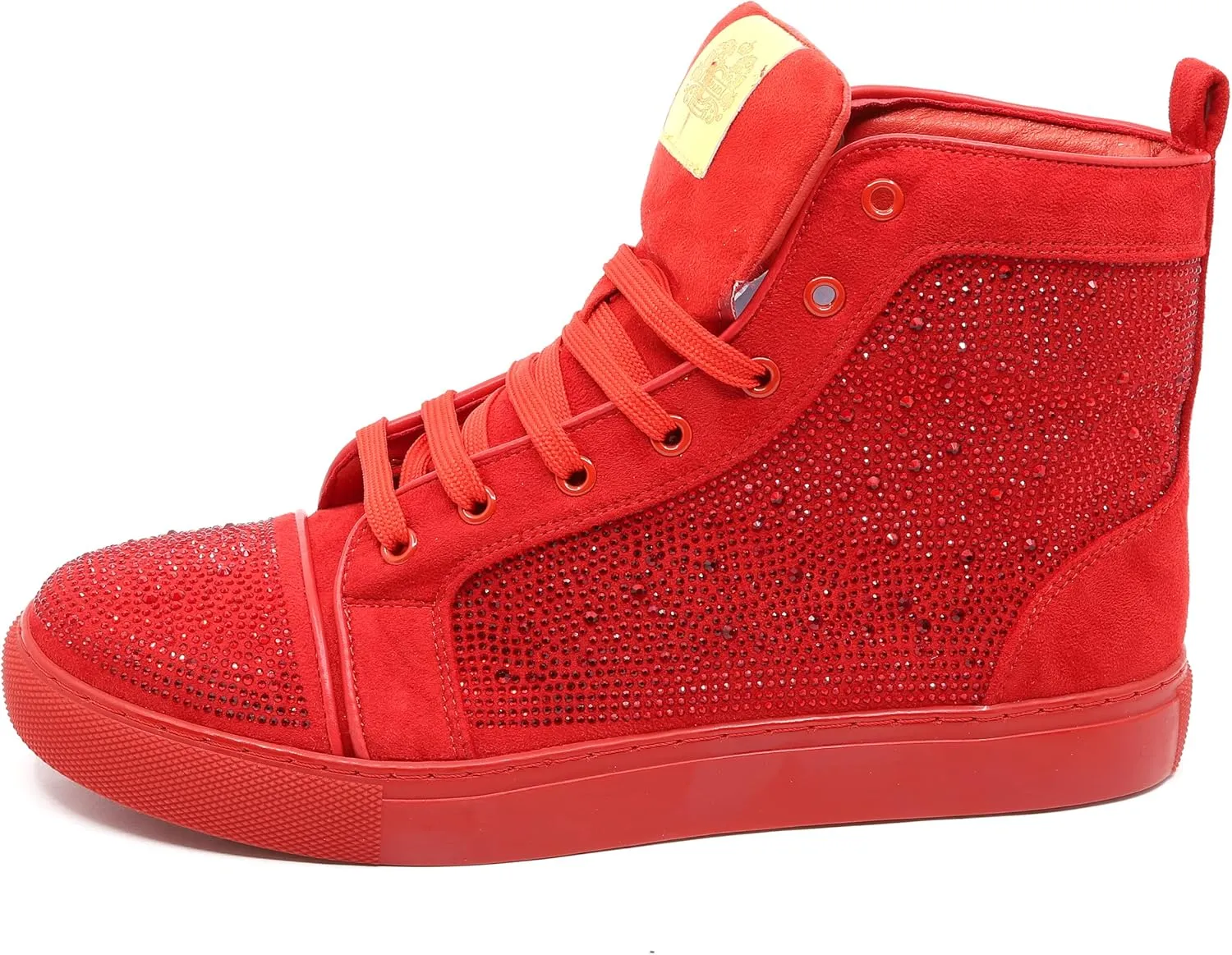 Men's High Top Crystal Shimmer Rhinestone Flat Fashion Casual Sneakers Shoes SNK-07