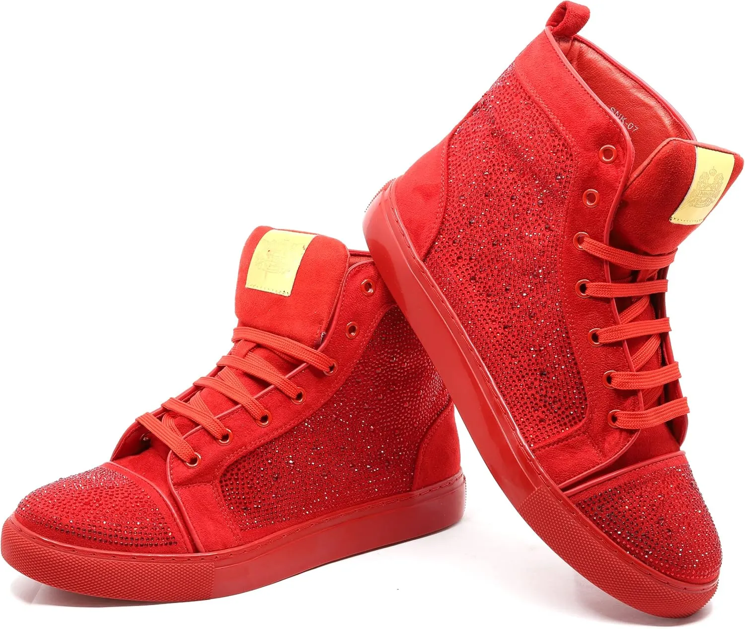 Men's High Top Crystal Shimmer Rhinestone Flat Fashion Casual Sneakers Shoes SNK-07