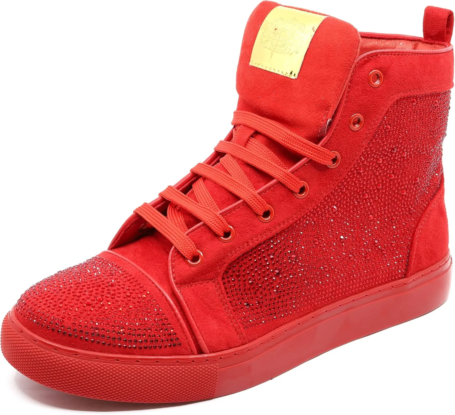 Men's High Top Crystal Shimmer Rhinestone Flat Fashion Casual Sneakers Shoes SNK-07