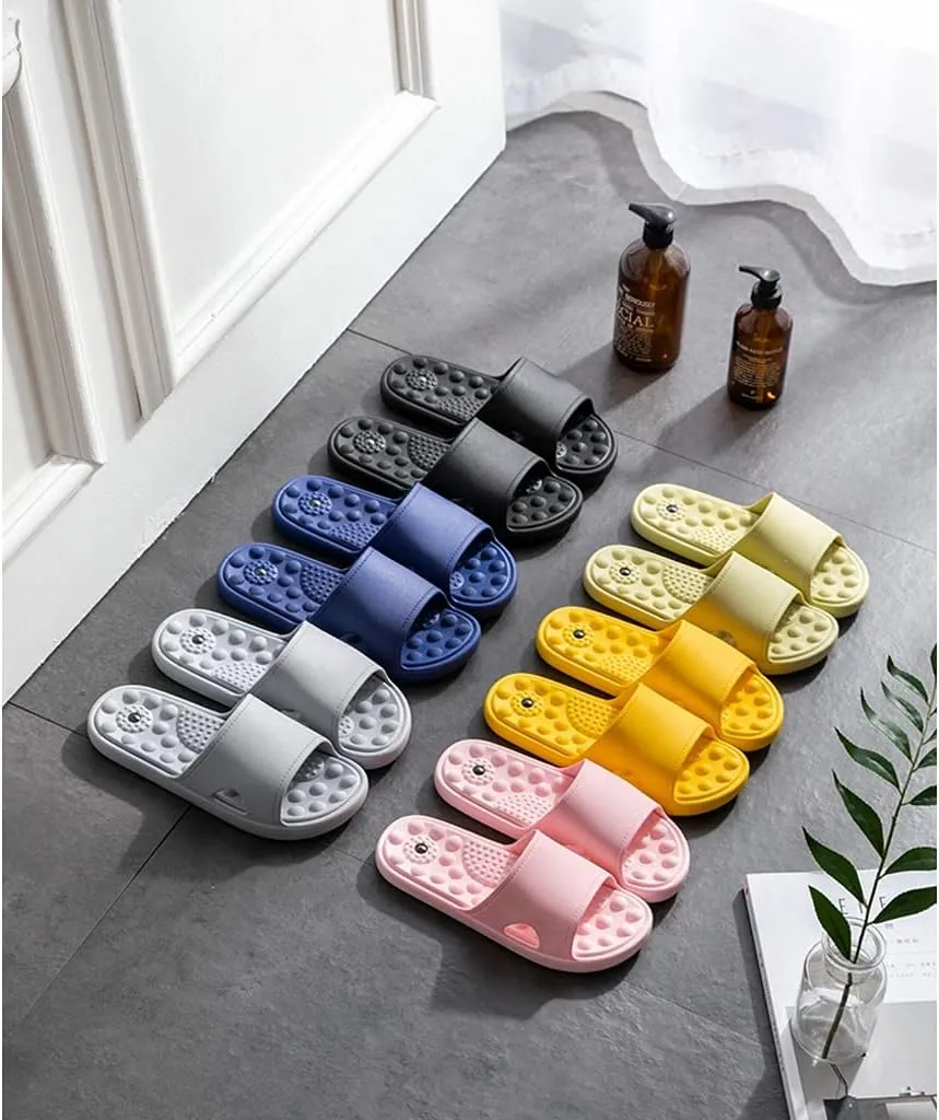 Mens House Slippers for Women, Sole Magnet Massage Slippers for Men and Women, Bathroom Quick-drying Sandals Couples Slippers Non-slip Bath Spa Shoes with Arch Support