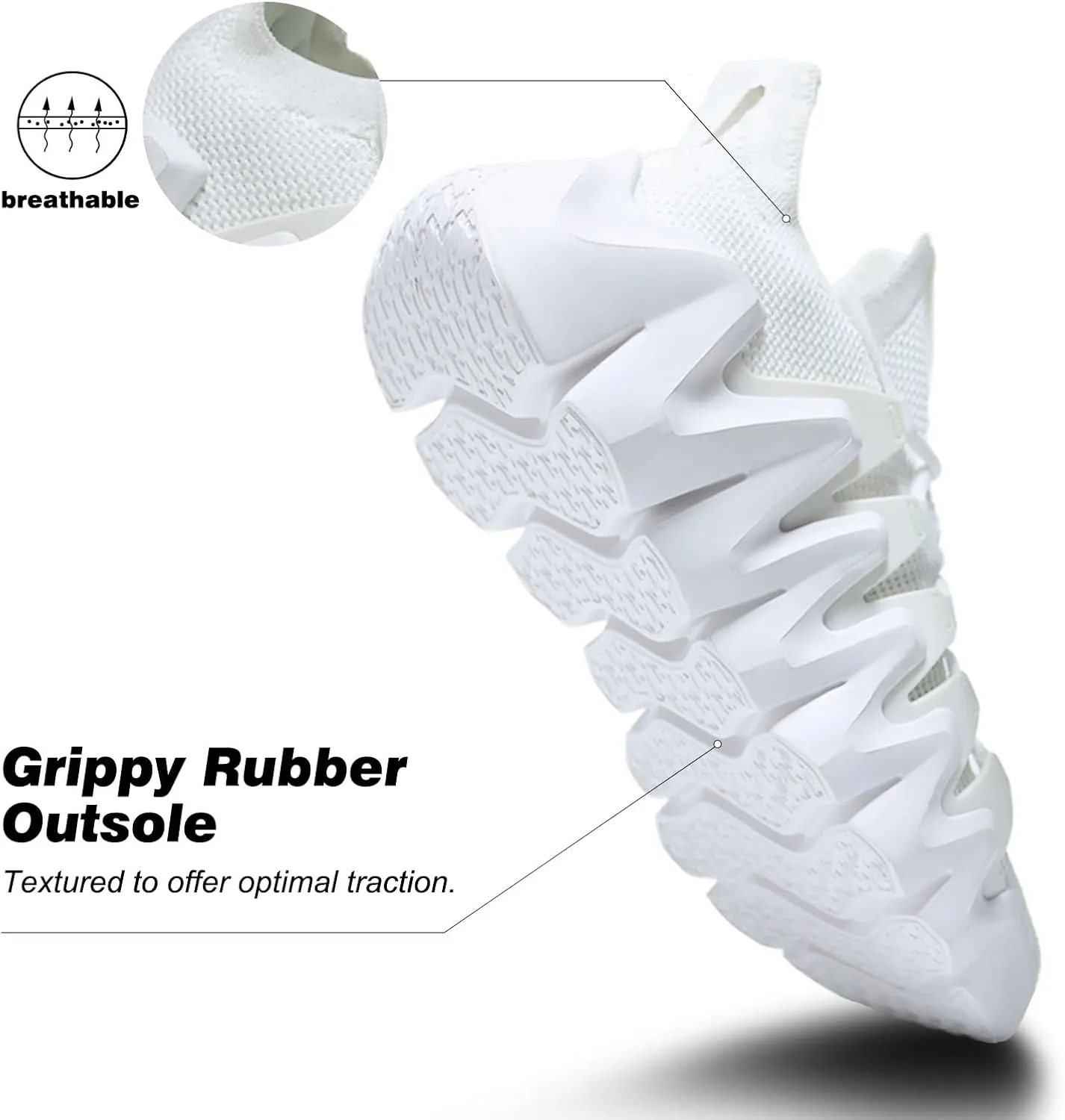 Men's Lightweight Walking Sneakers - Breathable Cushioning Gym Shoes Slip-Resistant Athletic Shoes for Running