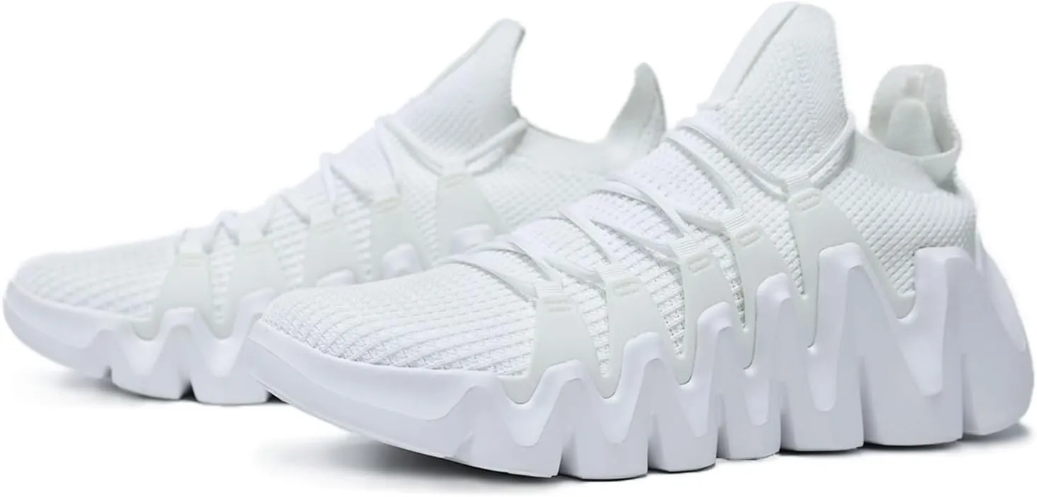 Men's Lightweight Walking Sneakers - Breathable Cushioning Gym Shoes Slip-Resistant Athletic Shoes for Running