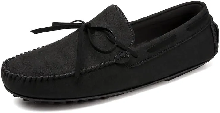 Mens Loafers Shoe Suede Vegan Leather Moccasins Driving Loafers Flat Heel Flexible Lightweight Classic Casual Slip On