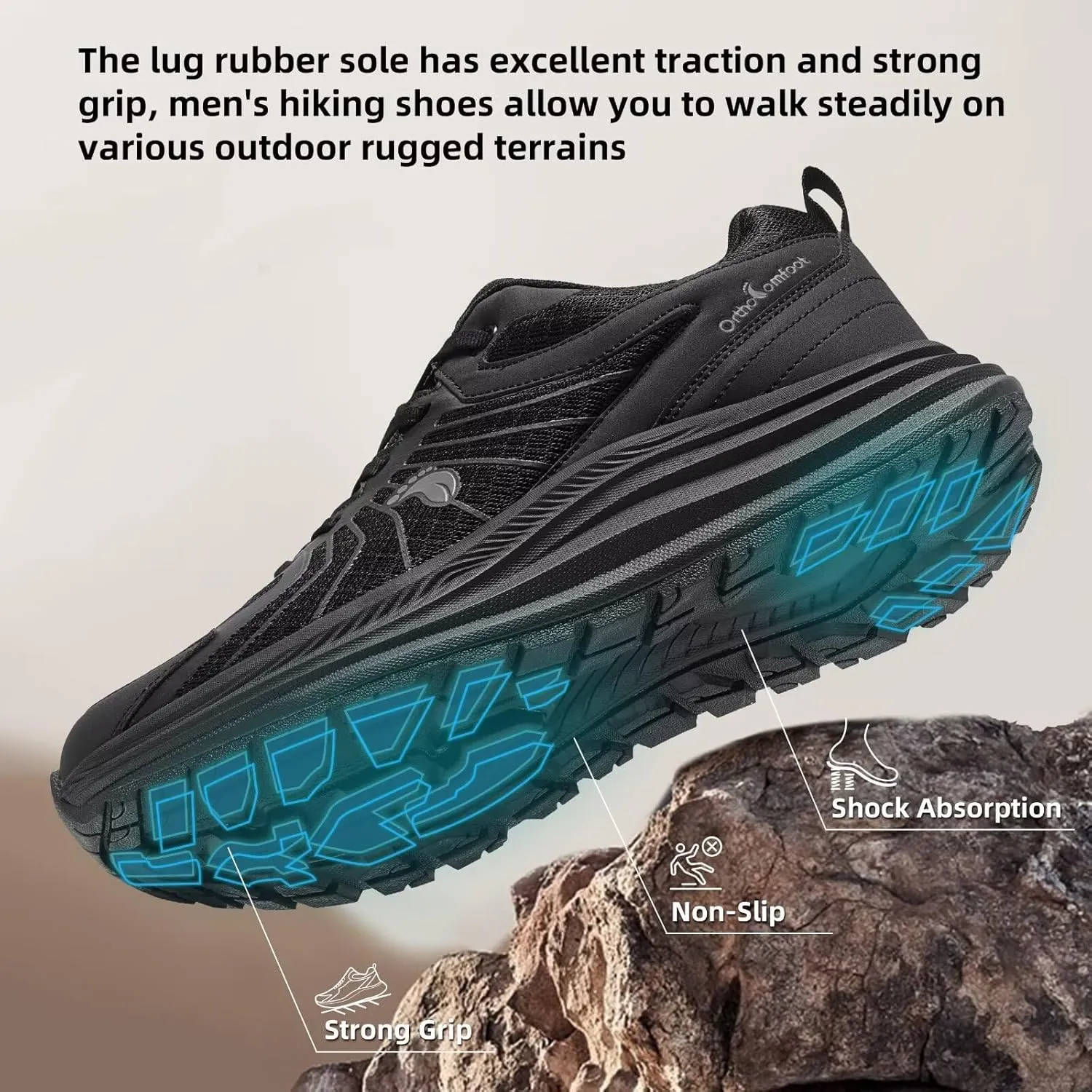 Men's Orthopedic Trail Running Shoes: Comfortable Casual Arch Support Plantar Fasciitis Workout Walking Shoes, Orthotic Flat Feet Hiking Sport Gym Cross Training Sneakers for Foot and Heel Pain Relief