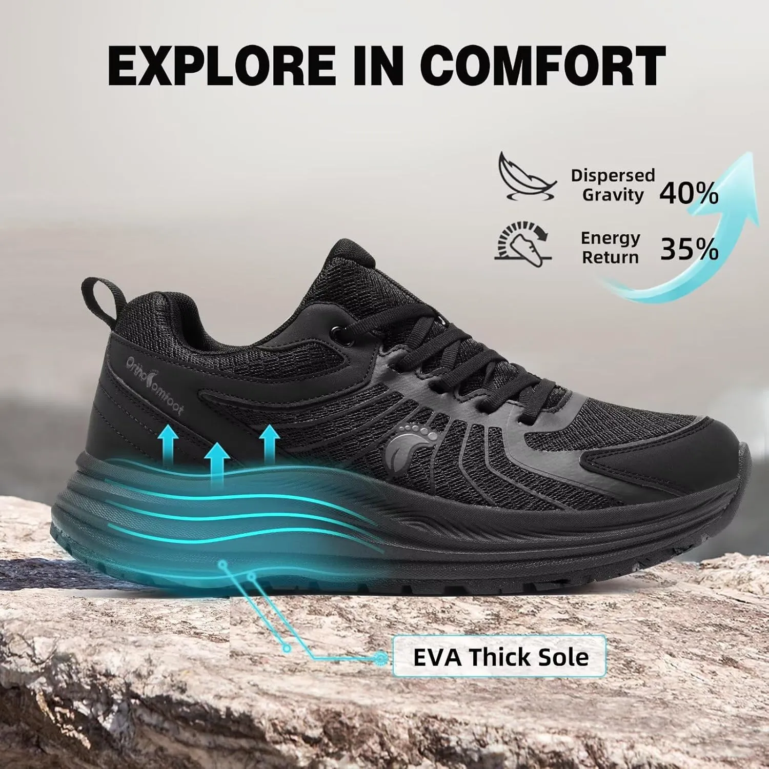 Men's Orthopedic Trail Running Shoes: Comfortable Casual Arch Support Plantar Fasciitis Workout Walking Shoes, Orthotic Flat Feet Hiking Sport Gym Cross Training Sneakers for Foot and Heel Pain Relief