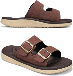 Mens Sandals Adjustable Buckle Straps with Arch Support Lightweight Comfort Beach Sandals Soft Cushion Footbed Summer Slippers Open Toe Slides for Indoor and Outdoor
