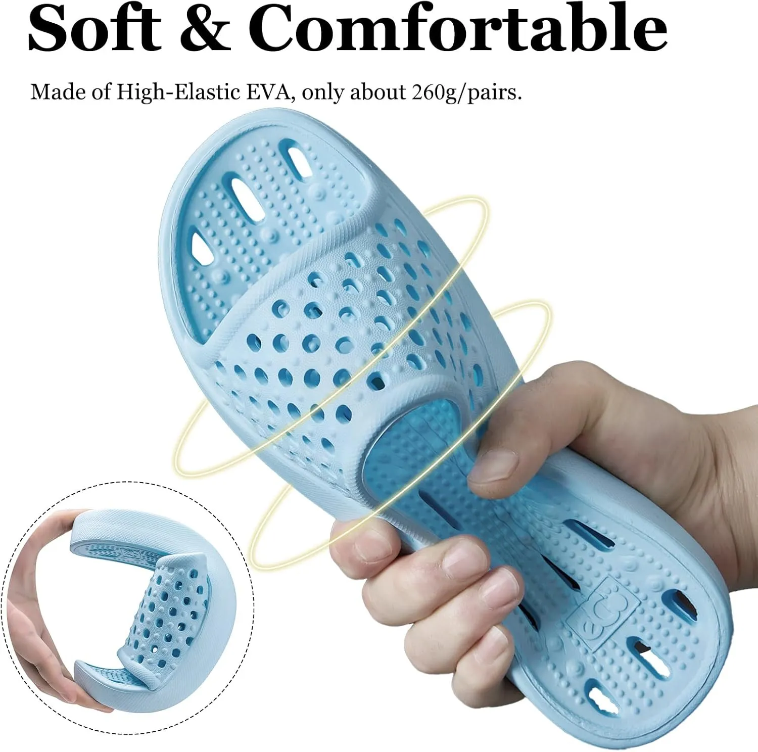 Mens Shower Shoes With Holes Dry Quickly Bath Slippers Womens Non Slip Indoor Home Bedroom Pool Spa Guest College Dorm