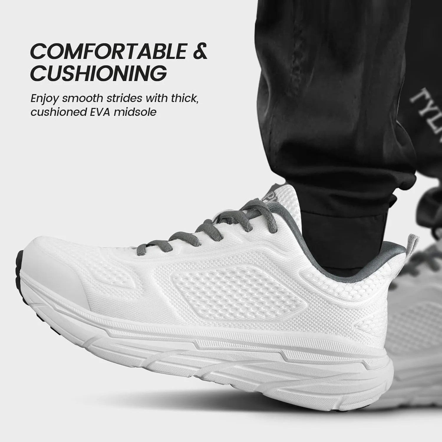 Mens Slip On Walking Shoes Running Tennis Shoes for Athletic Workout Gym Casual Non Slip Training Sneakers Breathable Knit Upper Indoor Outdoor