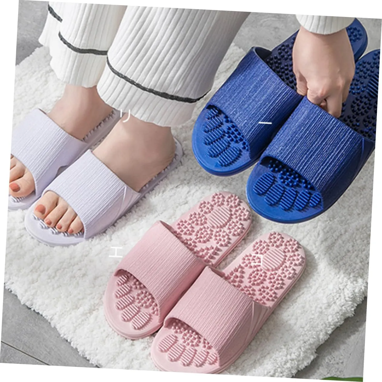 Men's Slippers Foot Massage Sandals Indoor Slippers for Home Hotel More (Dark Size 42-43)