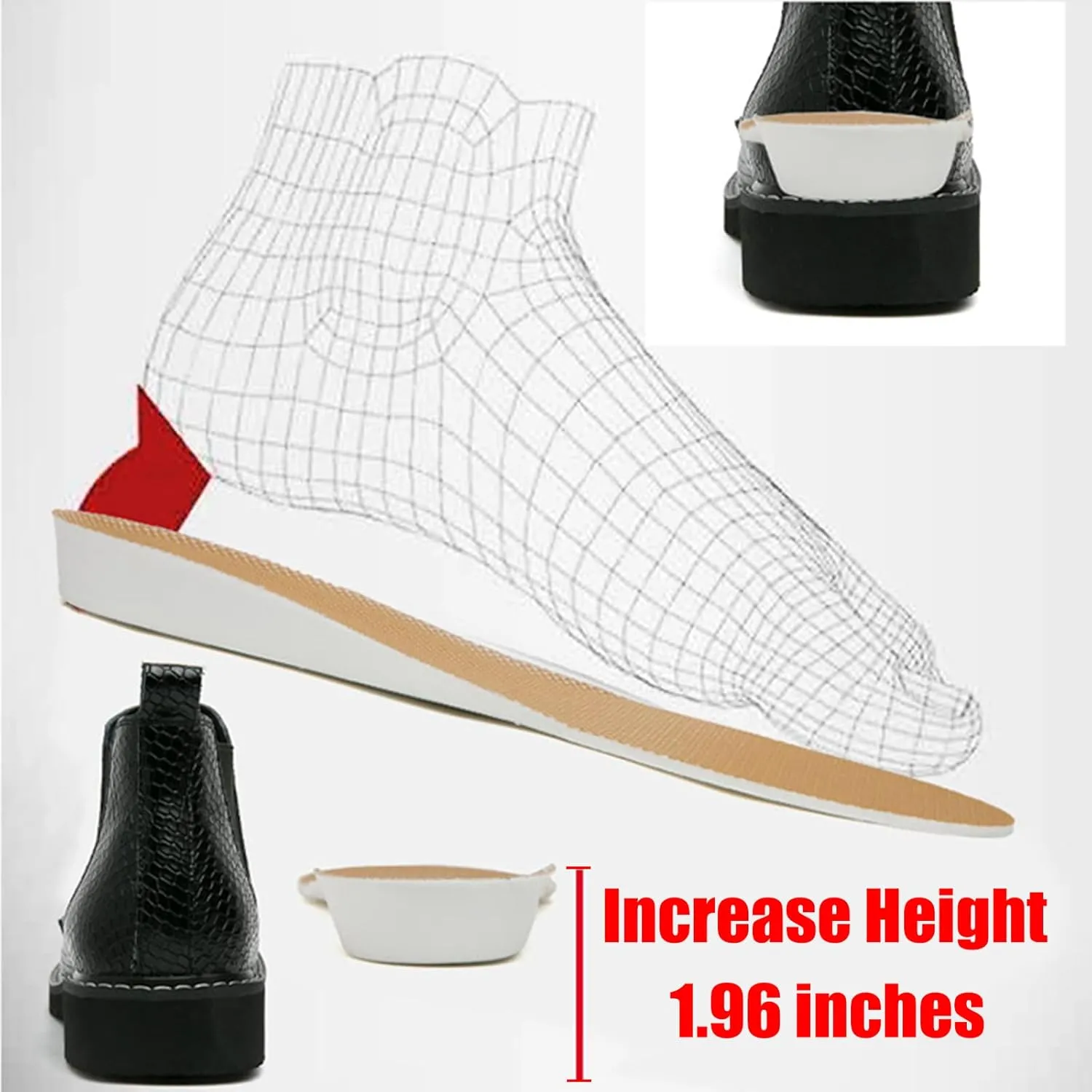 Men's Snake Pattern Internal Height Increase Chelsea Boots Fashion Genuine Leather Pointed-Toe High Top Pull On Dress Ankle Boots Casual Business Formal Oxford Booties