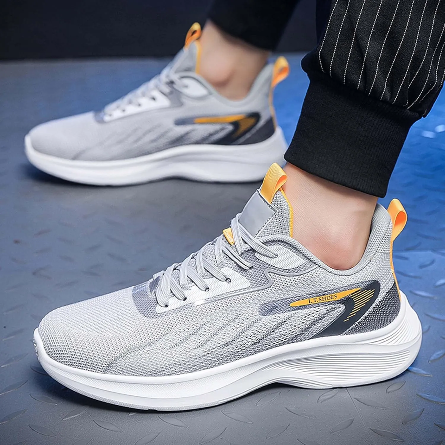 Men's Sneakers,Lightweight Running Shoes,Casual Sneakers,Indoor and Outdoor Sneakers Trainers,Soft Breathable Knitted Mesh,Non-Slip Shock Absorption,Men's Jogging Shoes,Daily Walking Shoes
