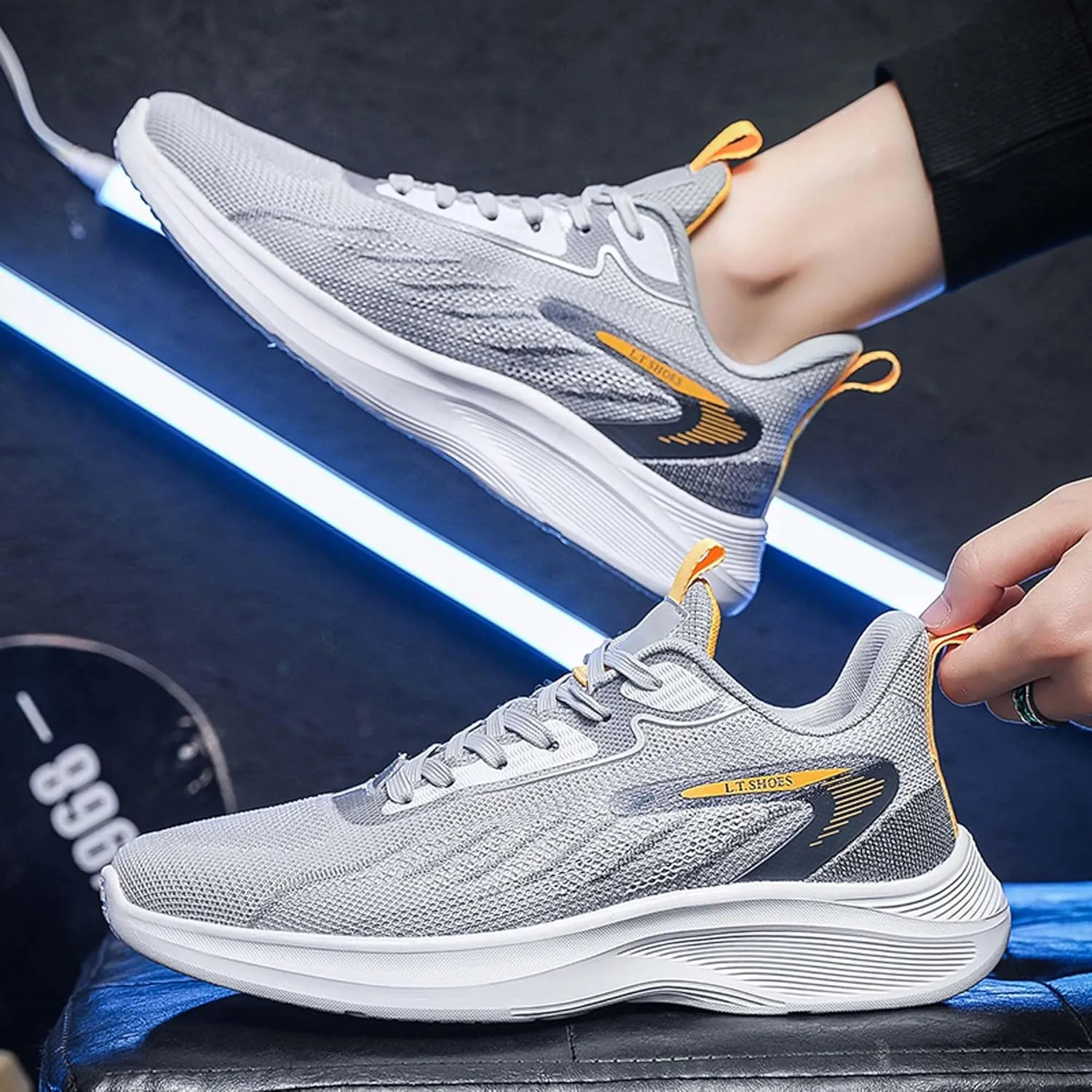 Men's Sneakers,Lightweight Running Shoes,Casual Sneakers,Indoor and Outdoor Sneakers Trainers,Soft Breathable Knitted Mesh,Non-Slip Shock Absorption,Men's Jogging Shoes,Daily Walking Shoes