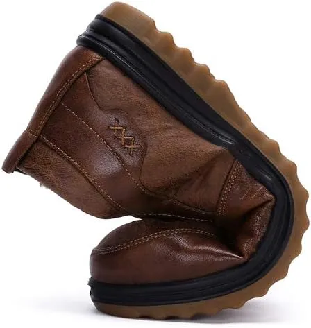 Men's Snow Boots Moccasins Slippers Plush Loafers Warm Lined Driving Indoor Outdoor Winter Non-Slip Elderly Walking Sneaker Shoes