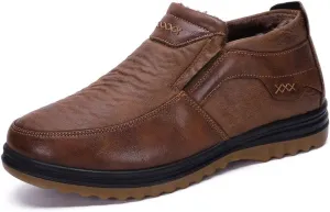 Men's Snow Boots Moccasins Slippers Plush Loafers Warm Lined Driving Indoor Outdoor Winter Non-Slip Elderly Walking Sneaker Shoes